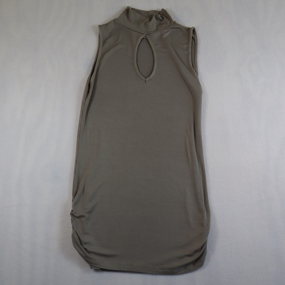 Arden B Tank Top Women's Large Y2K Sleeveless Gray Mock Neck Keyhole Blouse